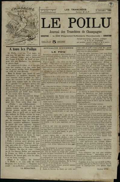 Le poilu : journal des tranchées de champagne / 108e Régiment d'Infanterie Territoriale